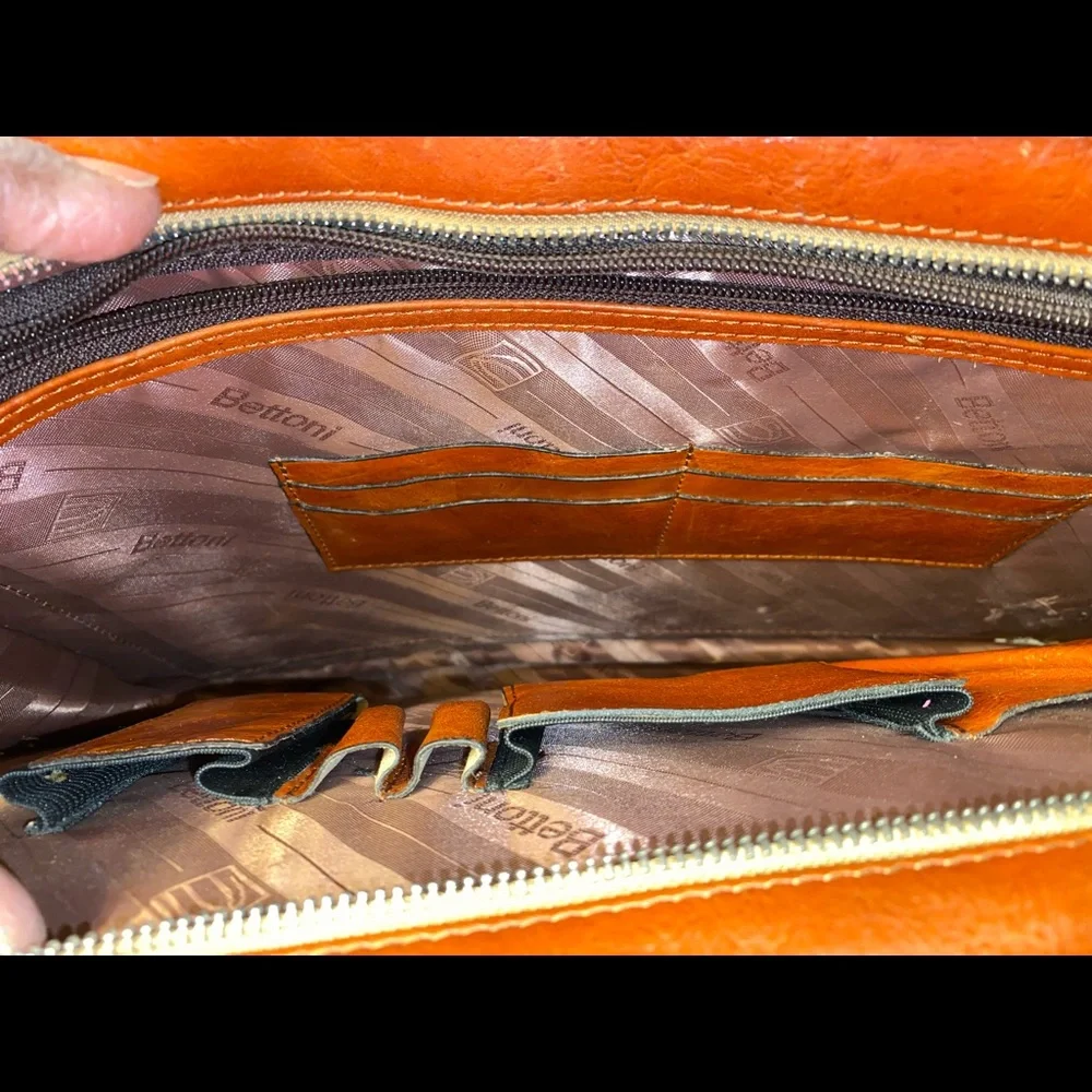 Bettoni Leather Crossbody Briefcase Tote